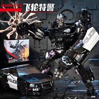 [Spot] Black Mamba LS02 police car roadblock sports car movie 5 alloy version robot deformation toy car model spot