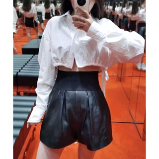 YUPI Alexander Wang @ 23 Early Autumn New Fashion simple ribbon letter decoration stitching high-performance thin all-match shorts