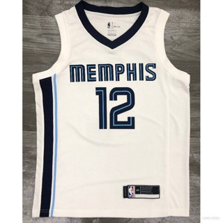 เสื้อกีฬาแขนกุด ลายทีม NP2 NBA Jersey Memphis Grizzlies No.12 Morant สีขาว พลัสไซซ์ PN2