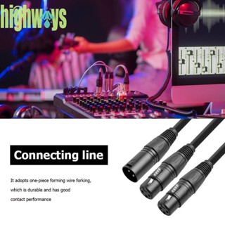 [highways.th] อะแดปเตอร์แปลงสายเคเบิ้ล ตัว Y 3 Pin XLR ตัวผู้ เป็นตัวเมียคู่ ขนาด 50 ซม. สีดํา