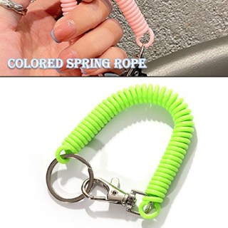 Retractable Elastic Spiral Spring Coil Strap Rope Lanyard Key Chain Clip On Ring