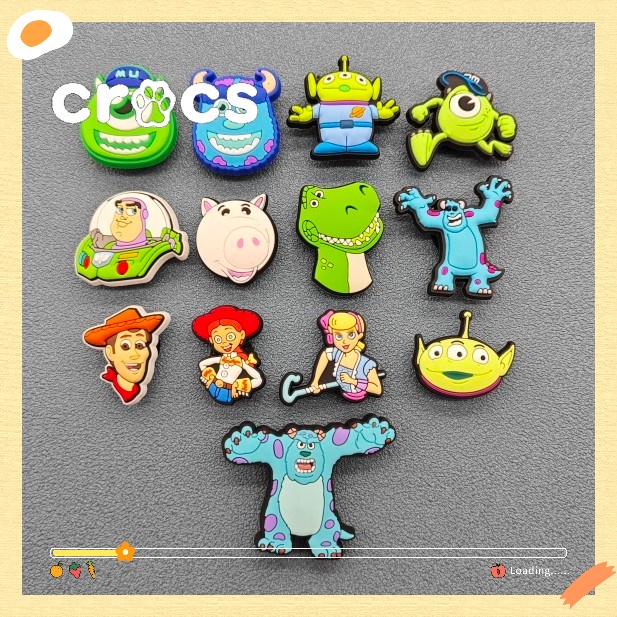 Crocs jibbitz บักเกิลติดรองเท้า รูปการ์ตูนมอนสเตอร์ ดอกไม้ ของเล่นสนุก สําหรับตกแต่ง