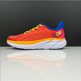 ใหม่ HOKA ONE ONE Clifton 8 รองเท้าผ้าใบ รองเท้าวิ่ง ดูดซับแรงกระแทก สีส้ม เหลือง ฟ้า KWF9 2023