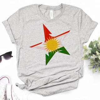 เสื้อยืด พิมพ์ลายอนิเมะตลก Kurdistan Y2K 2000s สไตล์สตรีท สําหรับผู้หญิง