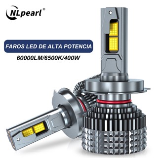 Nlpearl หลอดไฟหน้ารถยนต์ LED 400W H4 H1 H7 H11 9005 9006 CSP 6500K พลังงานสูง พร้อมท่อทองแดงคู่ 2 ชิ้น