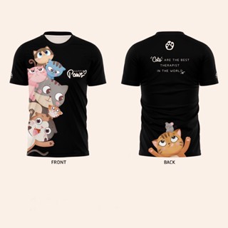 (พร้อมส่ง) เสื้อวิ่งพิมพ์ลายน้องเหมี๋ยวHappy Paws