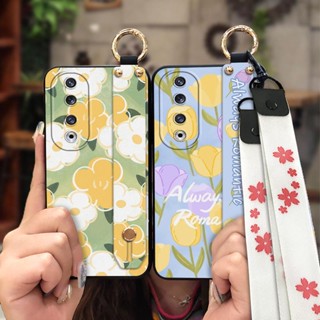 Phone Holder cartoon Phone Case For Huawei Honor90 Pro Wrist Strap Waterproof Dirt-resistant armor case sunflower Kickstand