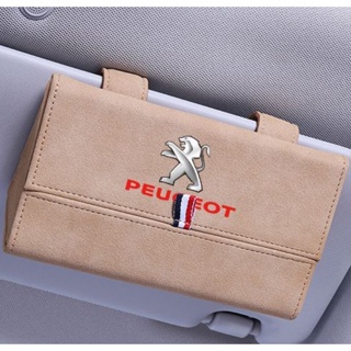 PEUGEOT LOGO car sunglasses storage Alcantara material flip glasses case 308 3008 206 207 307 407 607 4008 508 5008 RCZ C5X interior sun visor business card holder / card storage box