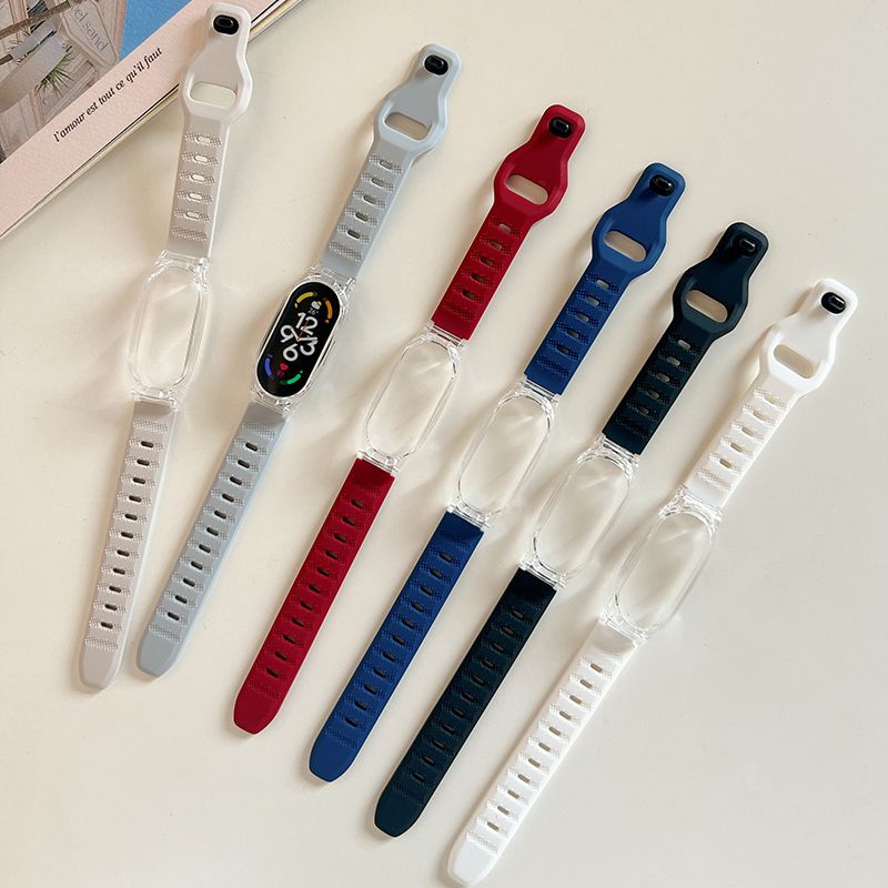 สายนาฬิกาข้อมือซิลิโคน แบบเปลี่ยน สําหรับ Xiaomi Mi band 8 7 6 5 MiBand 8 Miband4 3 - รูปที่ 5
