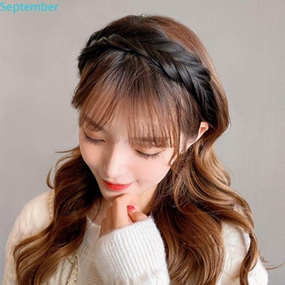 SEPTEMBER Sweet Korean Style Headwear Retro Female Hairbands Wig Headband Fishbone Braid Non-slip Wash Face Headband Wide-brimmed Girl Simple Wide Hair Hoop/Multicolor