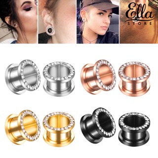 Ellastore123 จิวขยายหู สเตนเลส สไตล์ฮิปฮอป พังก์ พลอยเทียม สําหรับผู้ชาย ผู้หญิง 4 คู่