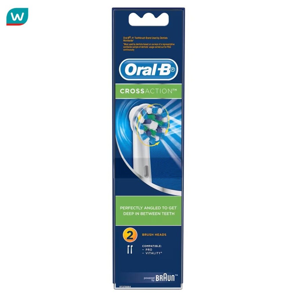 Oral-B ออรัล-บี หัวเปลี่ยนแปรงสีฟันไฟฟ้า ครอสแอ็คชั่น ขนแปรงไขว้ (รุ่น EB50) รีฟิล 2 ชิ้น