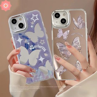 เคสโทรศัพท์มือถืออะคริลิค ชุบโลหะ ลายผีเสื้อ หรูหรา สําหรับ IPhone 11 13 12 14 Pro Max 14Pro 11Pro Max