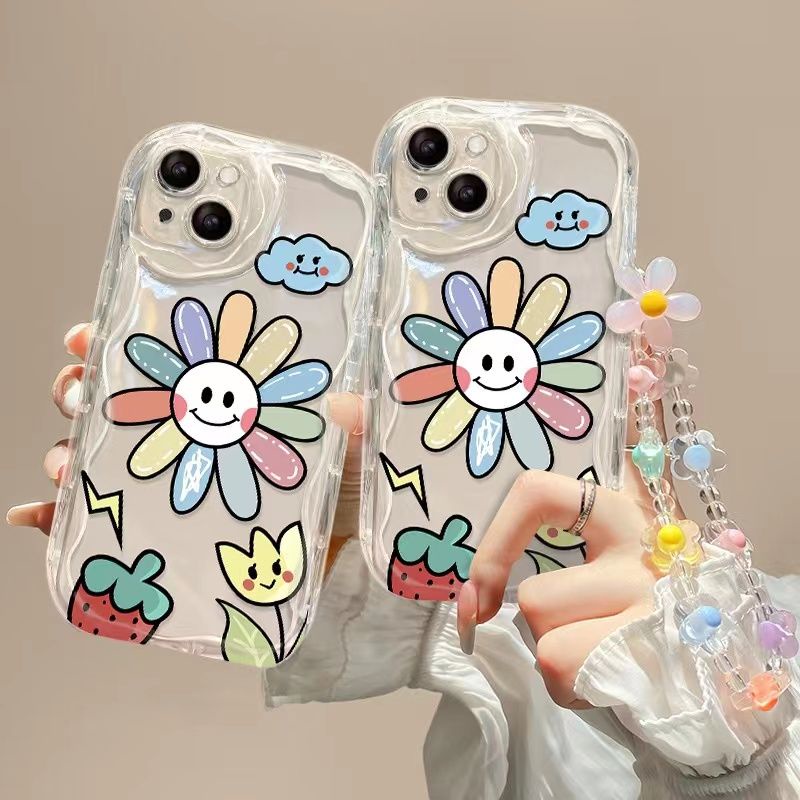 เคสโทรศัพท์ซิลิโคน TPU นิ่ม แบบใส กันกระแทก ลายกราฟฟิตี้เยอบีร่า หลากสี สําหรับ iPhone 15 14 11Pro 12 13 Mini XS Max X XR 7 8 6 6S Plus SE2020