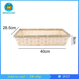 [Almencla1] ตะกร้าไม้ไผ่ ทรงสี่เหลี่ยมผืนผ้า สําหรับใส่ผัก ผลไม้ เหมาะกับการพกพา ปิกนิก ห้องครัว ห้องน้ํา ร้านอาหาร