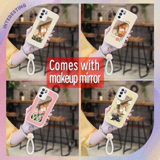 originality tulip Phone Case For OPPO Reno6 Pro flower dustproof For Girls romantic trend luxurious Raised lens Makeup mirror