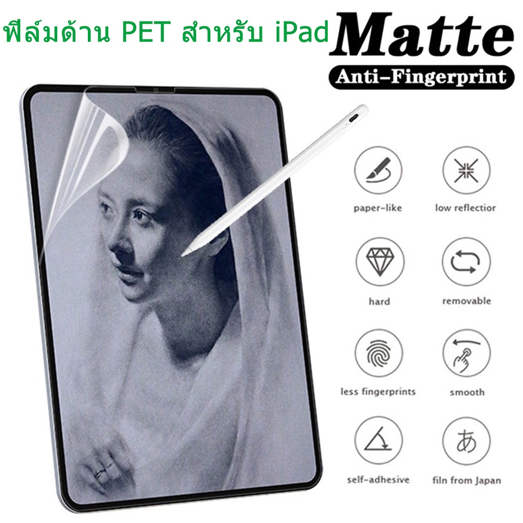 GOOJODOQ 🇹🇭【ไทยแลนด์สปอต】ฟิล์มกระดาษ iPad ใหม่ ฟิล์มกันรอย ฟิล์มกันรอยแบบเต็มสำหรับ Gen10/9/8/7 10.9 10.2 Air5/4 Pro11