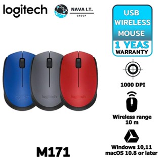 COINSคืน15%⚡FB9JMZV6⚡ LOGITECH M171 เมาส์ไร้สาย WIRELESS MOUSE เม้าสายทำงาน รับประกัน 1 ปี