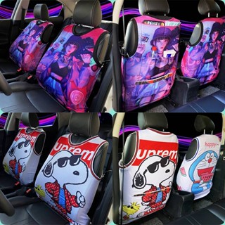 Car Cartoon Jersey Car Seat Cover Seat Anti-Kick Pad Back Storage Protection Three-in-One Rear Seat Backrest Children Car Fashion Seat Cushion Cover