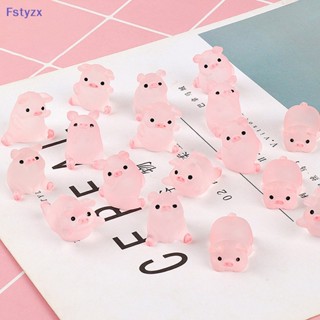 Fstyzx เครื่องประดับเรซิ่น รูปหมูน่ารัก สีชมพู สําหรับทําเครื่องประดับ 5 ชิ้น ต่อล็อต