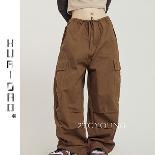 2TOYOUNG  กางเกงขายาว คาร์โก้ กางเกง เชือกอเมริกันคลาสิค Cargo pants 2023 NEW 072925 สวย ทันสมัย Korean Style Chic A20M07M 36Z230909