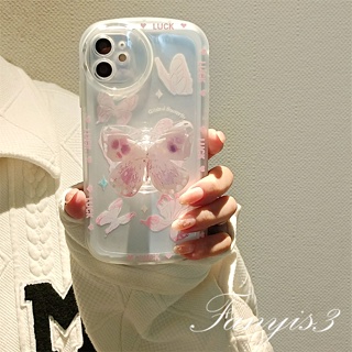 เคสโทรศัพท์มือถือ TPU แบบนิ่ม ลายผีเสื้อ สีชมพู สําหรับ Redmi 12 12C A1 10C 10A 10 9A 9C 9 9T Note 12 11s 10s 9s 11 10 9 8 Pro Poco X3NFC X3Pro X3 Mi 11T 12 Pro 11Lite 10 ตัวยึด