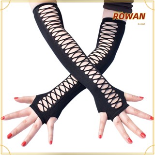 Rowans ถุงมือยาว แขนถุงมือ แบบกลวง สไตล์พังก์ โกธิค โกธิค คลับแวร์ ฮาโลวีน