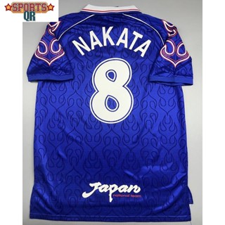 (Sports Evolution)  เสื้อบอล ย้อนยุค ทีมชาติ ญี่ปุ่น 1998 เหย้า ลายไฟ Retro Japan Home เบอร์ชื่อ 8 NAKATA เรโทร คลาสสิค