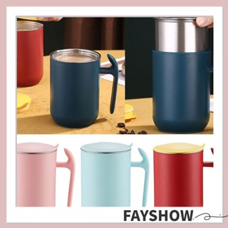 Fay แก้วกาแฟสเตนเลส มีฉนวนกันความร้อน ความจุขนาดใหญ่ พร้อมหูจับ และฝาปิด สําหรับเดินทาง