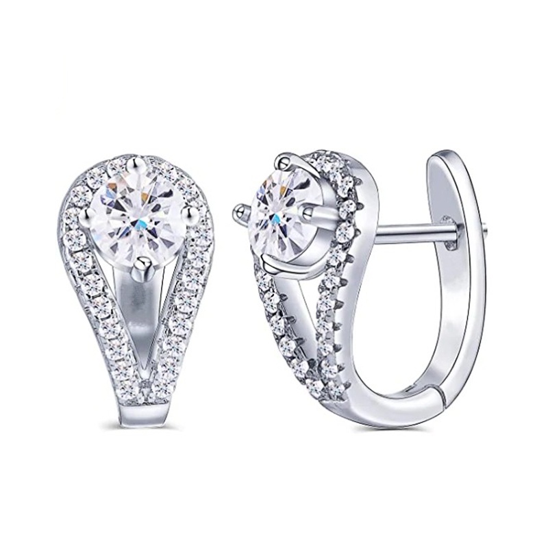 925 เงินสเตอร์ลิงประณีตผู้หญิง Cubic Zirconia Hoop ต่างหูแฟชั่นอเนกประสงค์หูเจาะอุปกรณ์เสริมทุกวันสวมใส่ Elegant Lady เครื่องประดับ