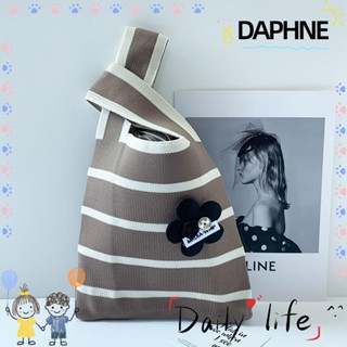 Daphne กระเป๋าถือ กระเป๋าช้อปปิ้ง ผ้าถัก ลายดอกไม้ แฮนด์เมด ความจุสูง ใช้ซ้ําได้ สําหรับผู้หญิง