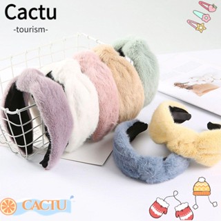 Cactu ที่คาดผม ผ้ากํามะหยี่ขนนิ่ม ขนเฟอร์เทียม อบอุ่น แฟชั่นฤดูหนาว สําหรับผู้หญิง