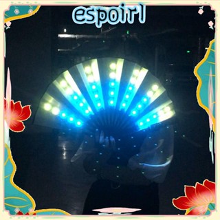 Espo พัดกระดาษ มีไฟ LED เรืองแสง สีสันสดใส สําหรับเต้นรําบนเวที