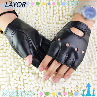 Lay ถุงมือหนัง ประดับหมุดย้ํามอเตอร์