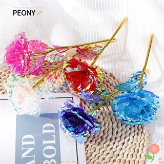 Peonypavilion ดอกกุหลาบประดิษฐ์ ฟอยล์สีทอง 25 ซม. 5 ชิ้น