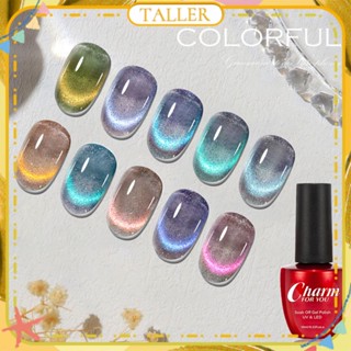 ✧พร้อมส่ง Charm For You Dynamic Broken Diamond Cat&amp;#39;s Eye Nail Polish Gel Super Flash Phototherapy Glue Nail Art For Nail Shop 10ml 10 Colors TALLER