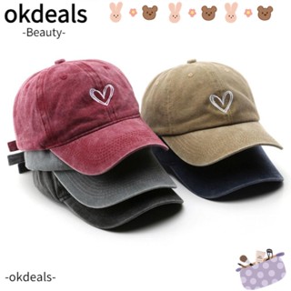 OKDEALS หมวกเบสบอล ปักลายหัวใจ สไตล์วินเทจ สําหรับเล่นกีฬากลางแจ้ง