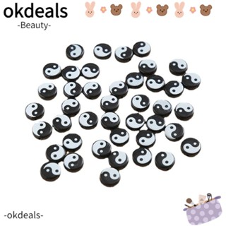 OKDEALS ลูกปัดดินน้ํามัน 10 มม. สีดํา สําหรับทําเครื่องประดับ DIY 100 ชิ้น