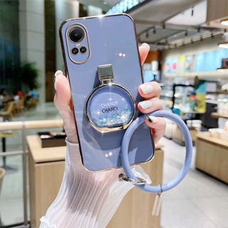 ใหม่ เคสโทรศัพท์มือถือนิ่ม ชุบไฟฟ้า พร้อมแหวนขาตั้ง และทรายดูด หรูหรา สําหรับ Oppo Reno 10 Pro International Version Reno10 Pro+ 5G Reno10Pro Plus 2023