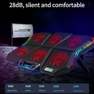 Coolcold K40 RGB พัดลมระบายความร้อน 6 ใบพัด เสียงเงียบ พร้อมขาตั้ง ปรับความเร็วลมได้ สีสันสดใส สําหรับแล็ปท็อป