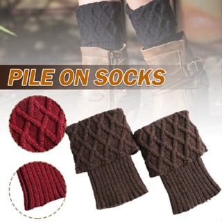 New Ladies Short Leg Warmers Crochet Cuffs Ankle Toppers Knitted Trim Boot Socks