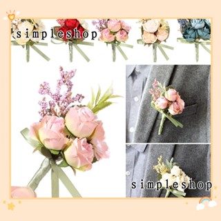 ❀SIMPLE❀ Pearl Hand Flowers Wedding Prom Party Flower Bracelet Bride Wrist Flower Artificial Flower Bracelet Dancing Party Decor Fashion Bridal Prom Accessories Wedding Supplies Lace-up Hand Flower Wrist Corsage Flower/Multicolor