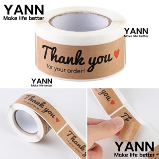 Yann สติกเกอร์ฉลากกระดาษคราฟท์ ลาย Thank You For Your Order ทรงสี่เหลี่ยมผืนผ้า ขนาด 3x1 นิ้ว แฮนด์เมด สําหรับตกแต่งซองจดหมาย ของขวัญ 120 ชิ้น ต่อม้วน