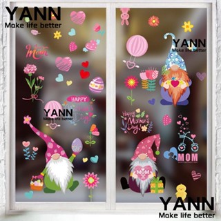 YANN1 สติกเกอร์ติดผนัง ลายดอกไม้อีสเตอร์ คนแคระ แฮปปี้ วันแม่ น่ารัก สําหรับตกแต่งบ้าน 9 ชิ้น