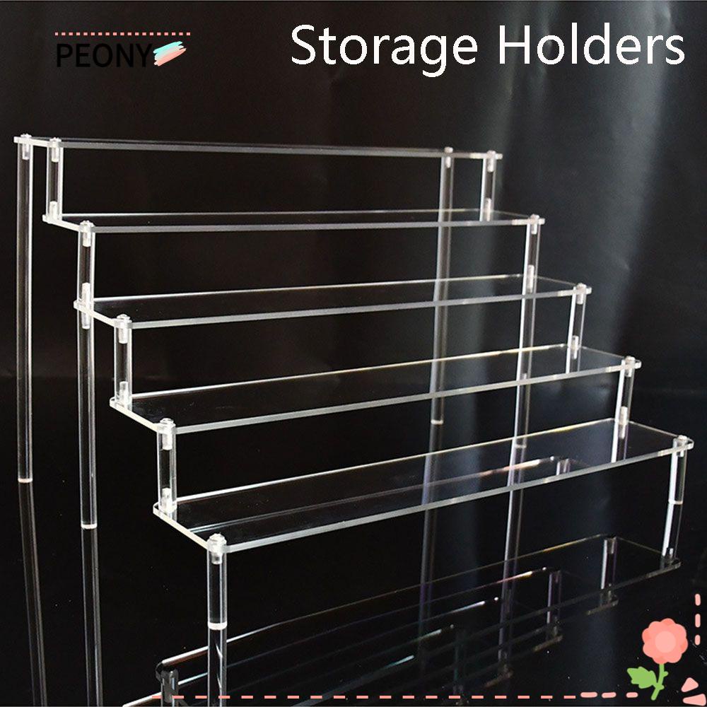 Peony ชั้นวางเครื่องสําอางอะคริลิคสี่เหลี่ยมคางหมูสีใส