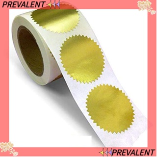 Preva สติกเกอร์ฉลาก โลหะ ทรงกลม ขอบหยัก สีทอง มีกาวในตัว 2 นิ้ว สําหรับติดฉลากกระดาษ