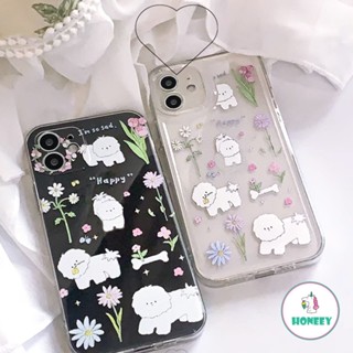 เคสโทรศัพท์มือถือแบบนิ่ม TPU ใส กันกระแทก ลายลูกสุนัข สวนน่ารัก สําหรับ iPhone 14 Pro 11 13 12 Pro Max XR XS 7Plus 8Plus