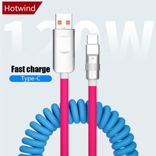 Hotwind 120W สายชาร์จเร็ว พับเก็บได้ อลูมิเนียมอัลลอยด์ PD สายชาร์จ USB C สายเคเบิลข้อมูล 2 เมตร O2W4