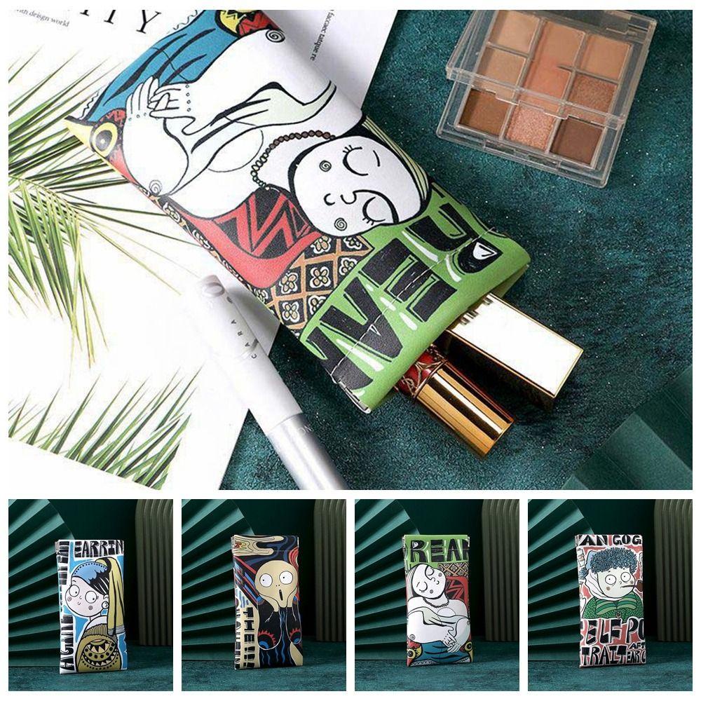 Qqmall กระเป๋าใส่แว่นตากันแดด หนัง PU พิมพ์ลายกราฟฟิตี้ ขนาดเล็ก แบบพกพา ปิดเองได้ สําหรับผู้หญิง