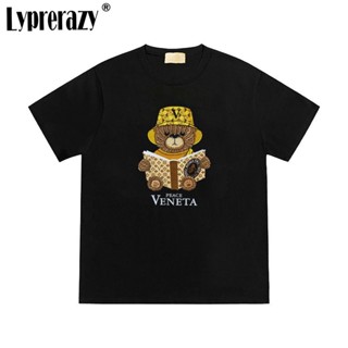 Lyprerazy เสื้อยืดแขนสั้น ผ้าฝ้าย ทรงหลวม ปักลายดอกไม้ แฟชั่นฤดูร้อน สําหรับผู้ชาย